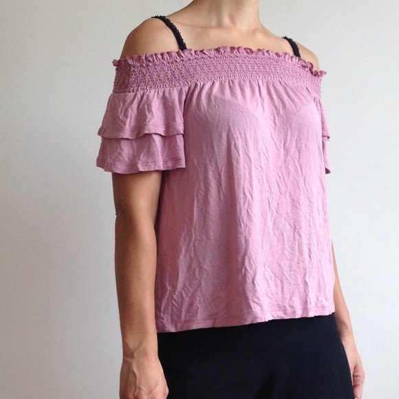 American Eagle - Dust Pink Off The Shoulder Top - Picture 4 of 15